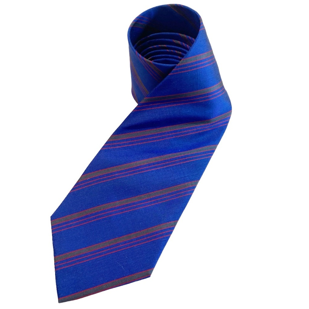 Thai Silk Men’s Tie – Blue with Stripes, 100% Silk, Classic Width